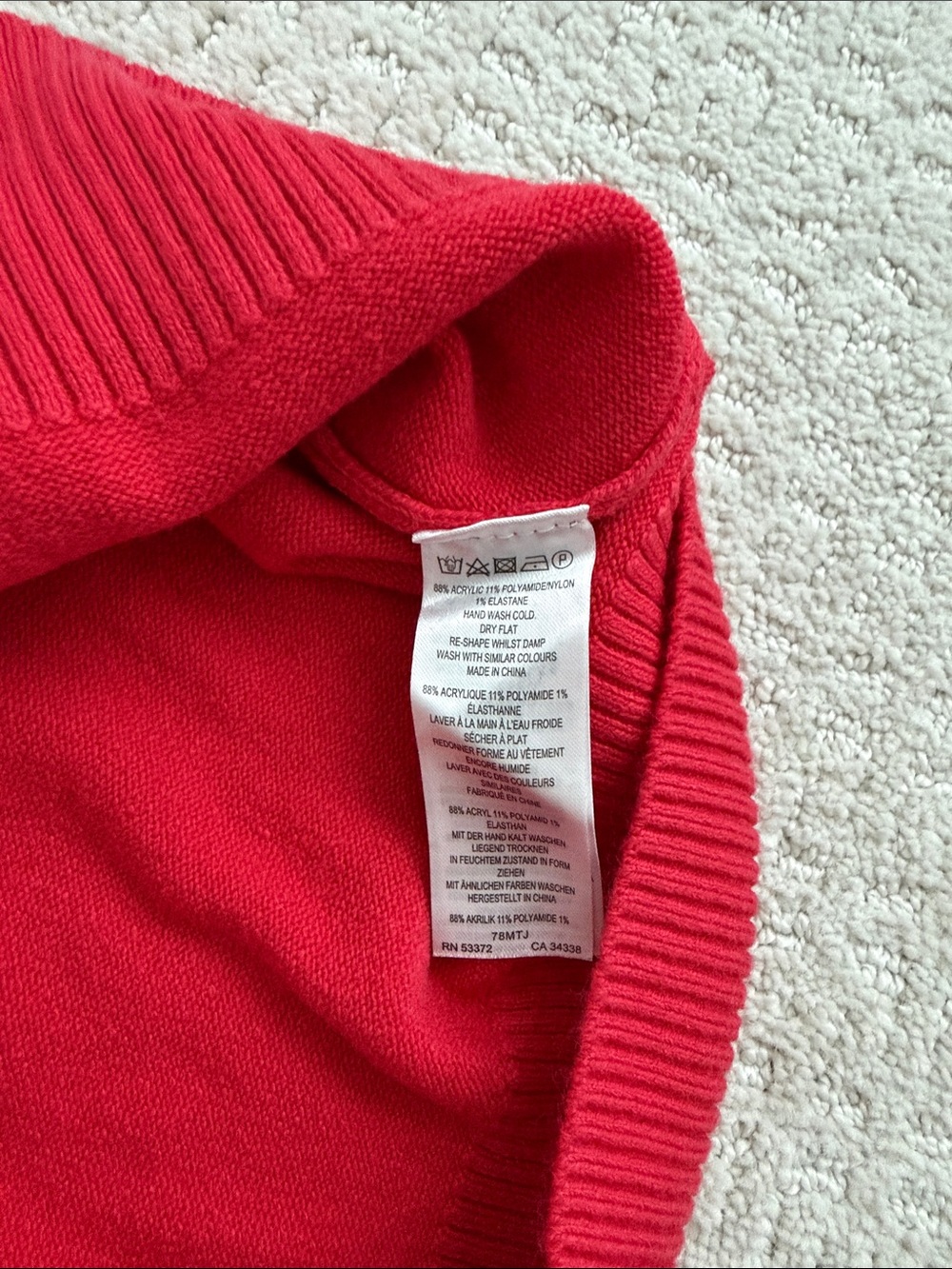 French Connection Red Crewneck Sweater classic preppy cozy - Picture 4 of 4